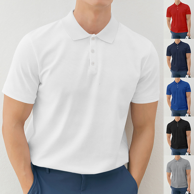 POLO Short sleeved T-shirt 2025 Summer Solid Color Collar Breathable Men's Top