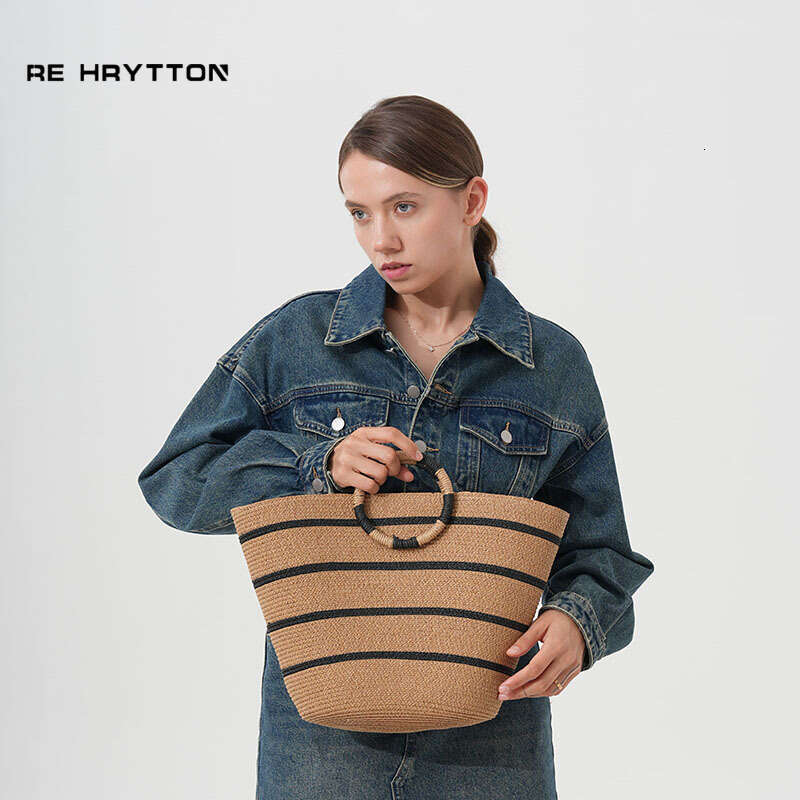 Handmade Beach Bag New Grass Beach Large Capacity Woven Casual Tote Women's Bag, Circular Handbag Kq2