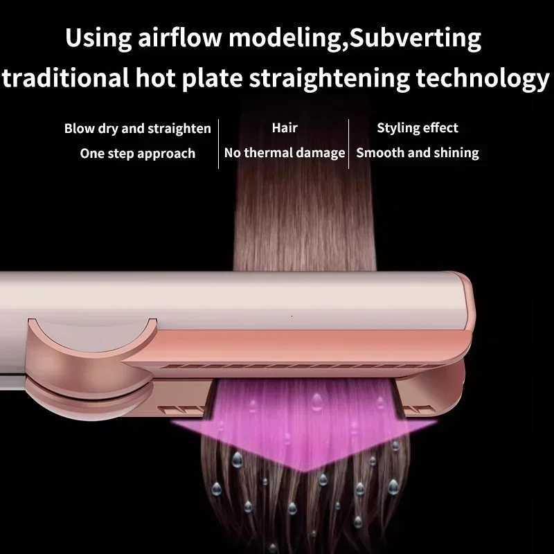 2025 NEW Professional 2 IN 1 Hair Straightener Hair Dryer Heat-Up Hair Flat Iron Negative Ion Iron Long-Lasting Styling Tool X251114