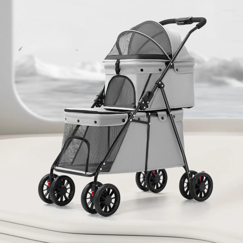 Pet Cart Double-layer Large Space Dog Foldable Portable Going Out Cat Bag Breathable Free shipping
