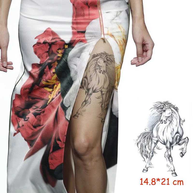 Waterproof temporary tattoo sticker horse animal hair tattoo water transfer fake tattoo flash tattoo female and child 14.8 * 21 cmXJ25414