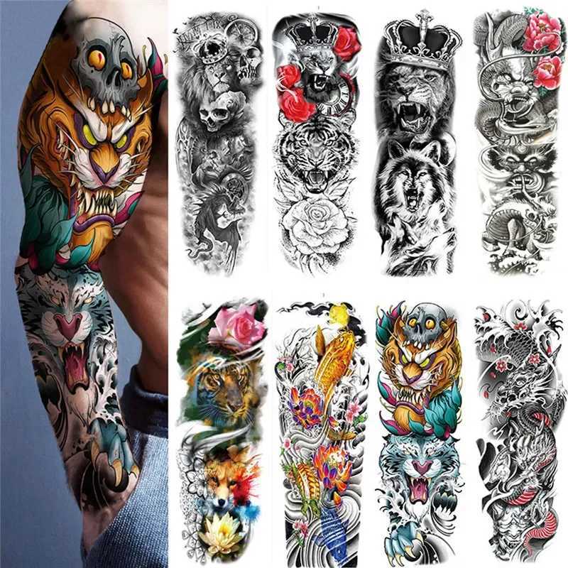 Waterproof temporary tattoo sticker geometric pattern full arm big sleeve fake tattoo flash tattooXJ25414