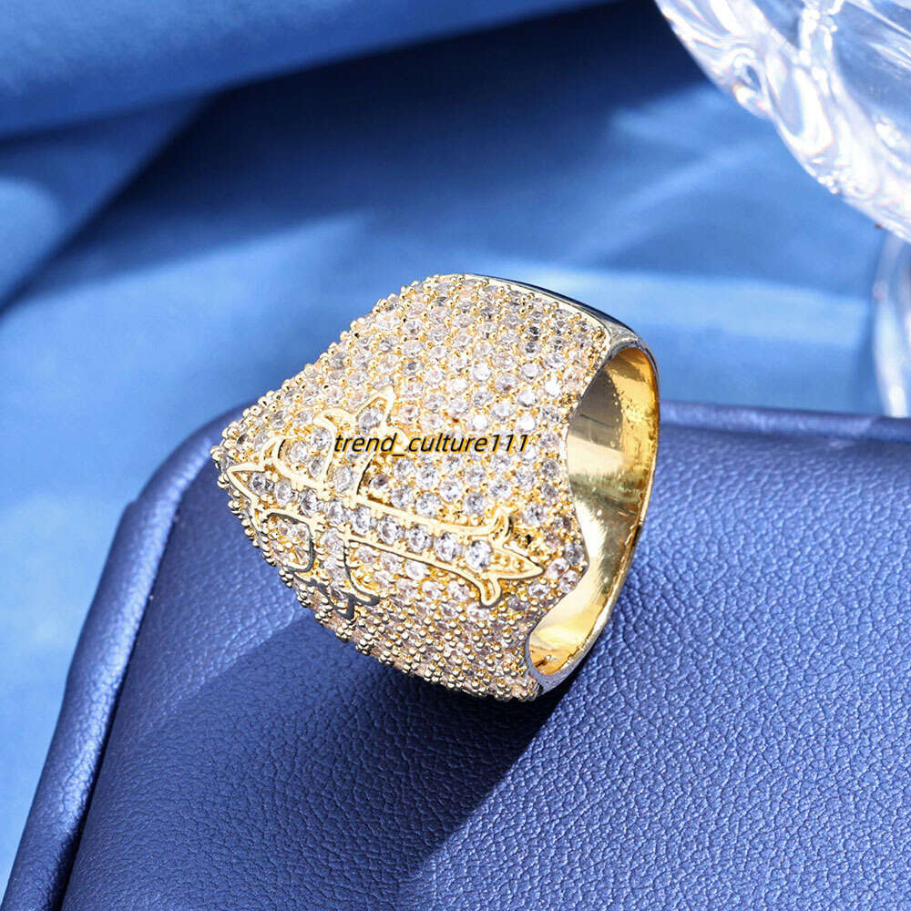 Hip hop Moissanite cross ring, trendy accessory, high-end men's ring