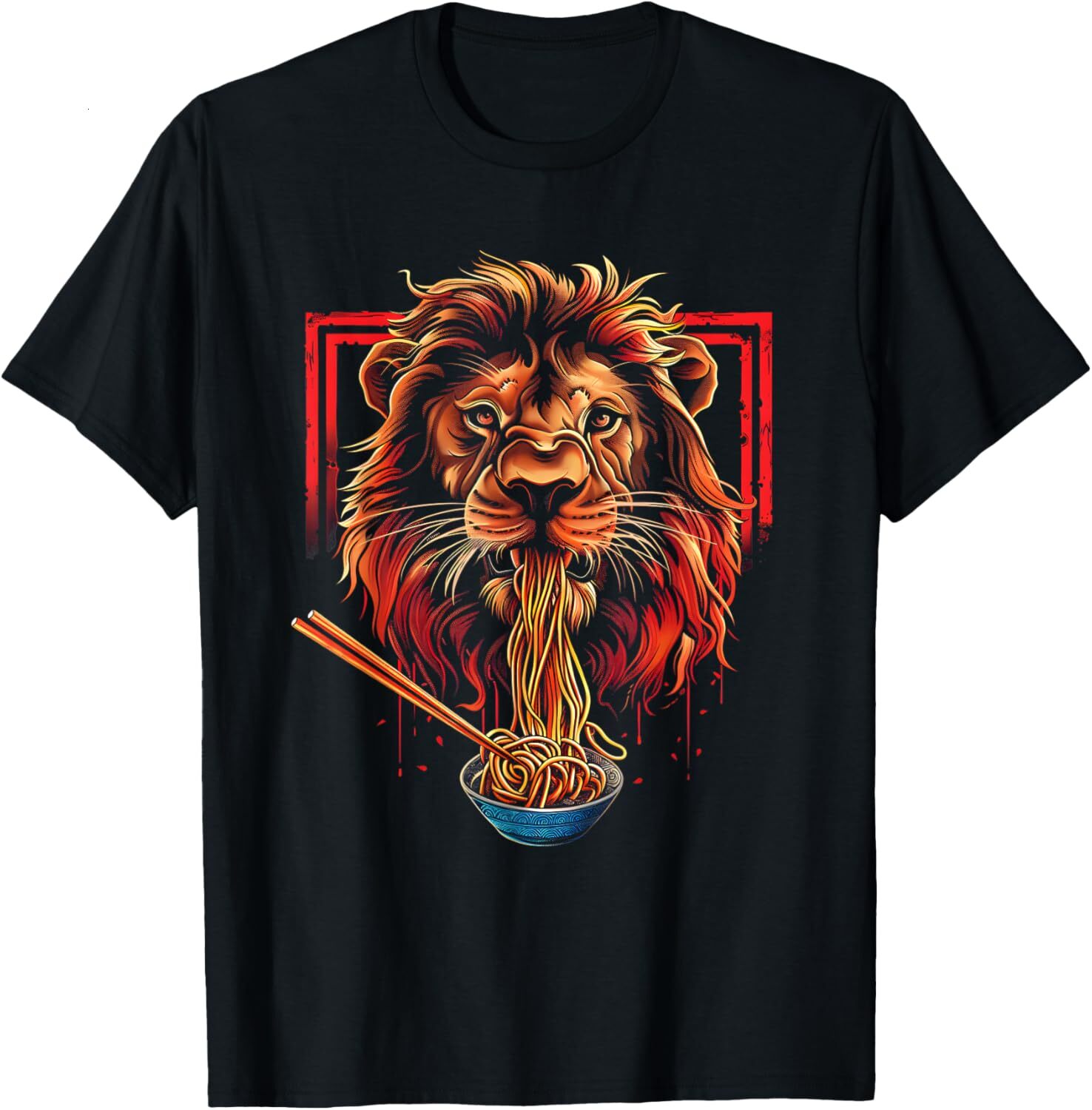 T shirt for Mens Funny Lion Cool Animal Lover Graphic Cat King Ramen Noodle Graphic Tee Casual Tops Clothes Short sleeve cool