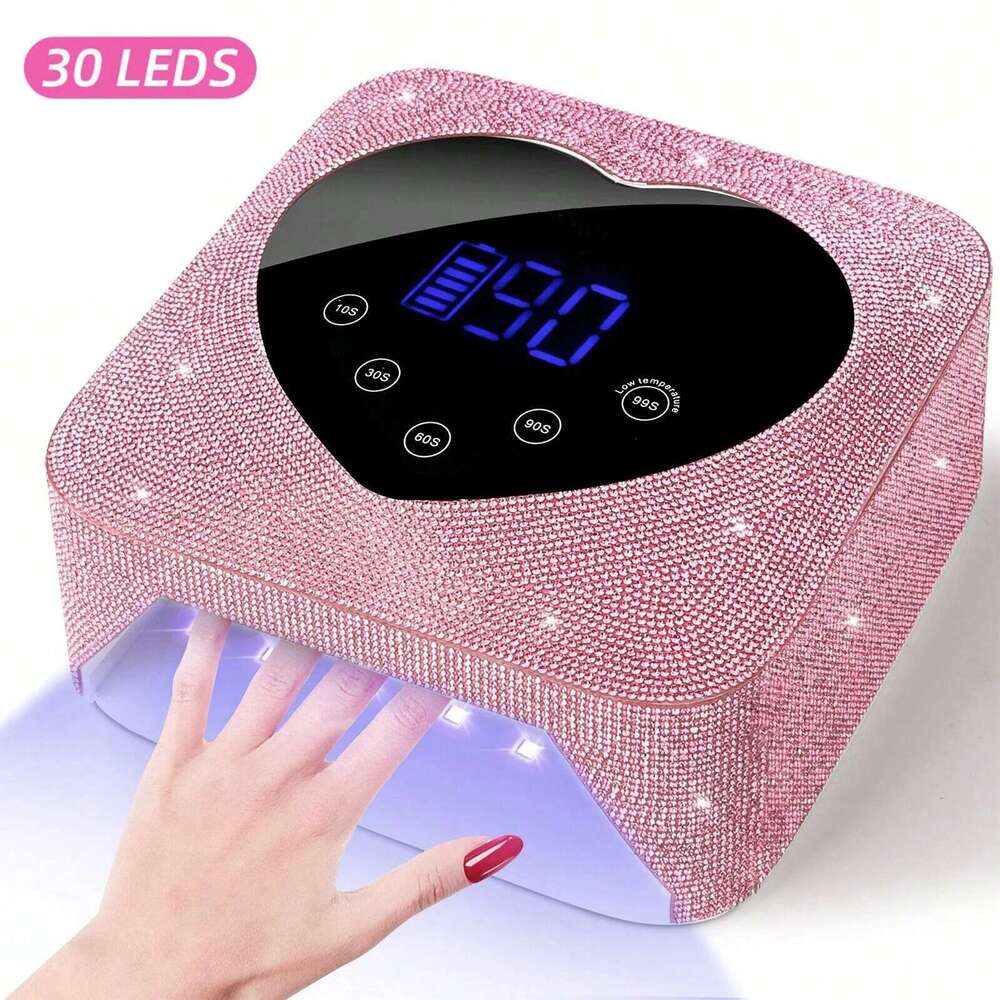UV Nail Dryer Lampara De Unas 72W Rechargeable Curg Lamp With Rhies Large Heart Shaped LCD For Salon And Home