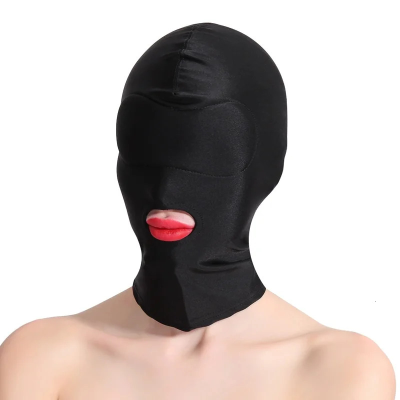 Black Elasticity Balaclava Cap Unisex Fetish Full Face Mask Standard Seamless Bondage Hood for Cosplay Party Hat Tactical Games 250410
