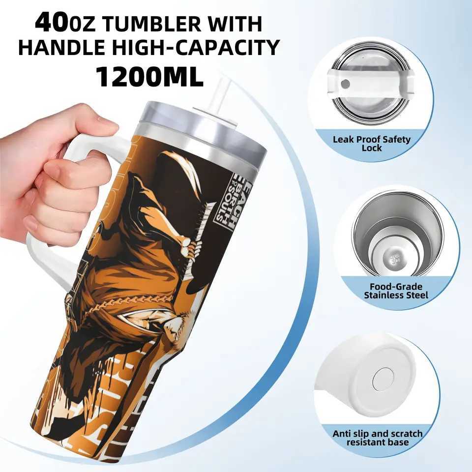 BLEACH Anime Ichigo Mugs Cup With Straws Travelist Cold and Hot Water Bottle Portable Large Thermal Cups C251114