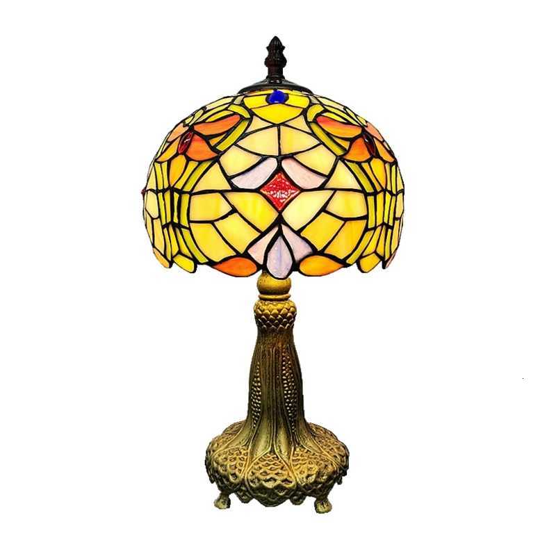 8 Inch European And American Round Arc Small Table Lamp Tiffany Style Glazed Dining Room Light Fixture Bedside Bar Lighting M251114