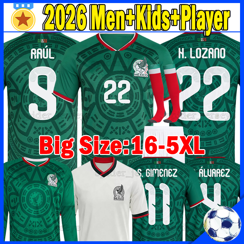4XL 5XL 2025 Mexico soccer jerseys Gold Cup RAUL C.MONTES S.GIMENEZ A.SEPULVEDA 25 26 player version Copa America goalkeeper Football Shirts L.MALAGON Men Kids Kits set