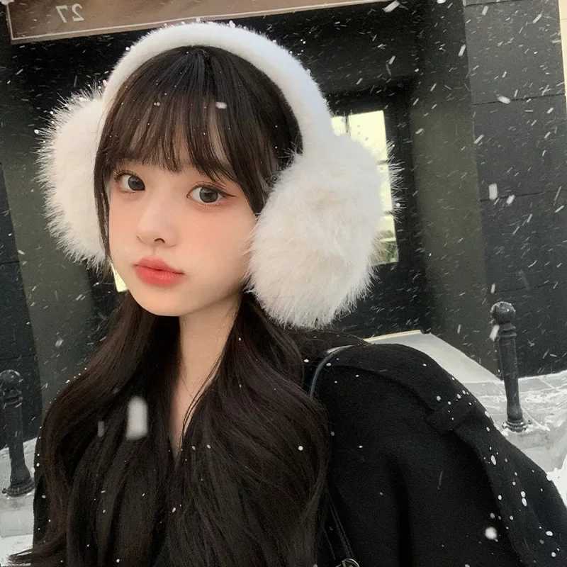 Cream White Plush Earmuffs Women Men Winter Thicken Antifreezing Ear Protection Warm Ear Warmer Soft Fashion Anti-cold Ear Cover L251114