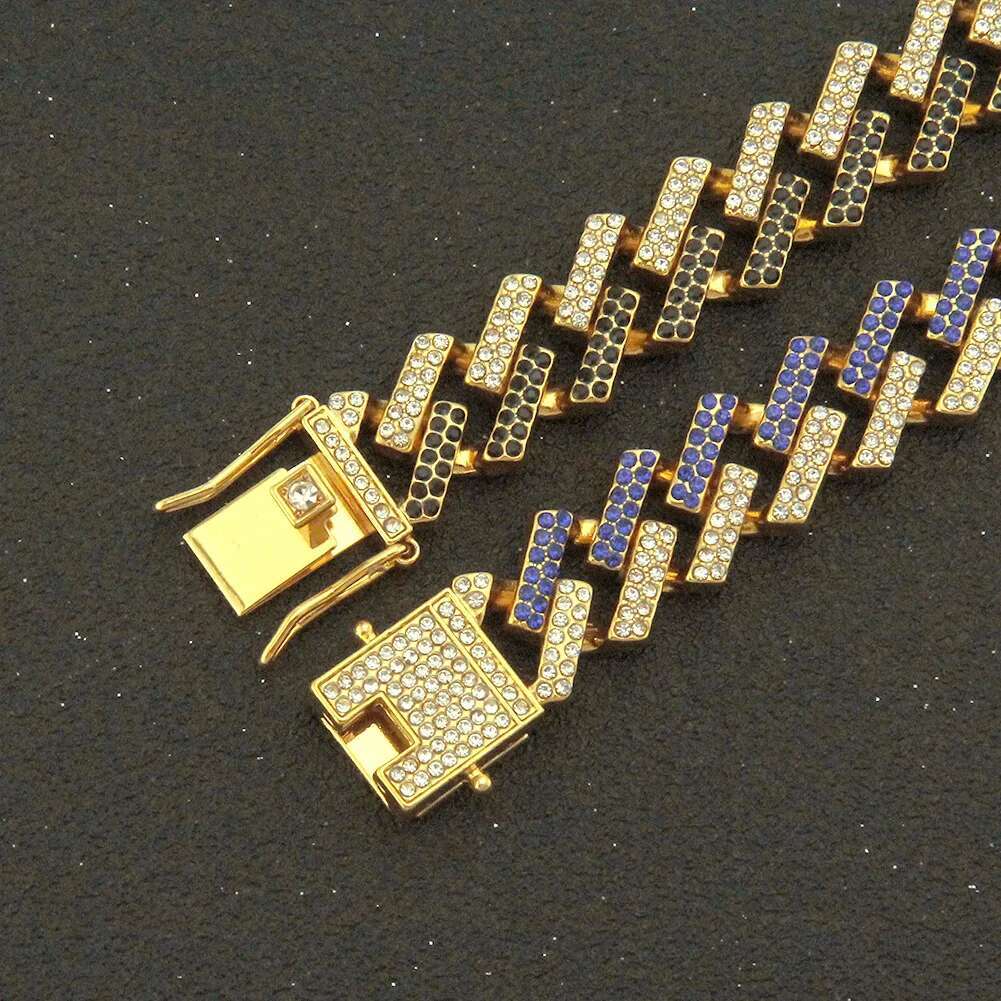 15MM Paved Rhinestones Prong Cuban Link Chain Bracelet for Men Women Bling Iced Out Cuban Bracelet Hip Hop Rapper Jewelry Gift