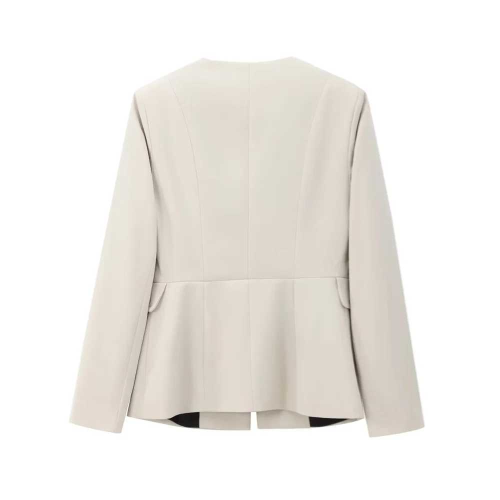 Taop Za Womens Long Sved Autumn/Winter New Project Flip Decoration Slim Fit Set Jacket Middle Waist Straight Leg PantsXJ250414