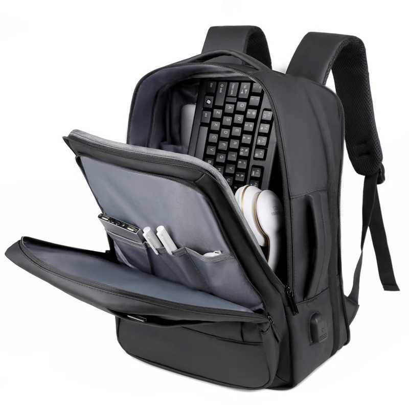 Rilibegan Mens Travel Backpack Expansion Oxford Large Capacity USB Charging Business Mens Backpack Computer Mens Backpack Z250414