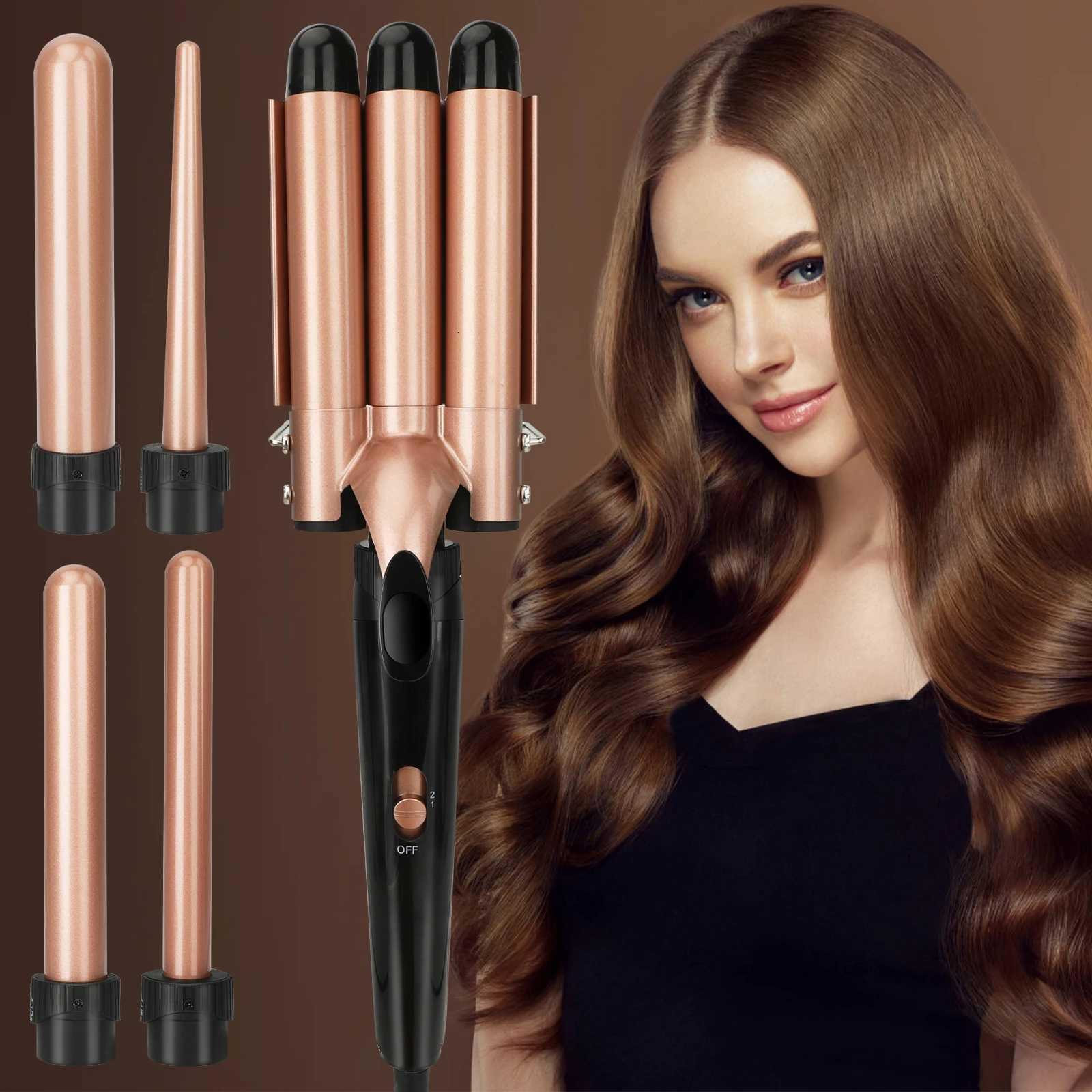 Professional Hair Curling Iron 5 in 1 Ceramic Triple Barrel Electric Heating Curler Irons Hair Waver Hair Salon Styling ToolsT251114