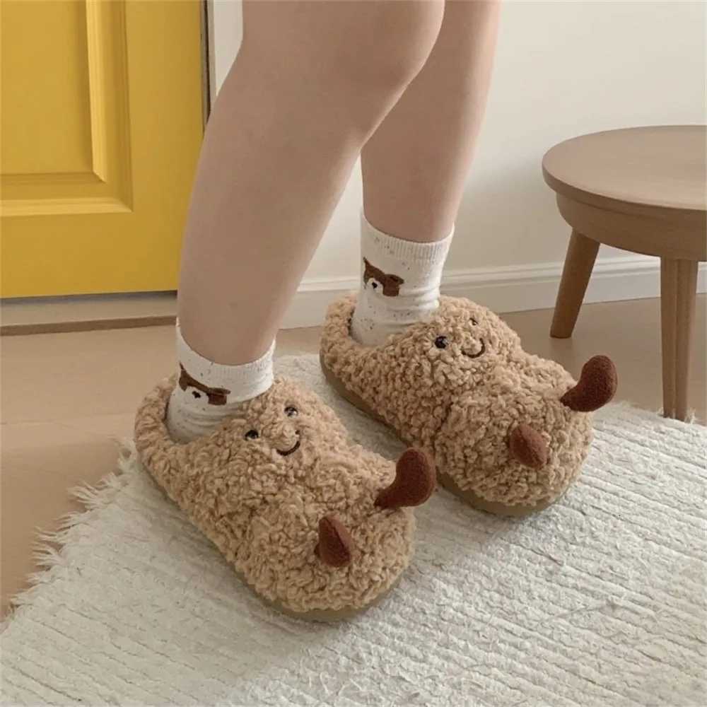 New winter cartoon fun peanut warm plush slippers indoor fashion casual comfortable non-slip household cotton shoes Z251113 - view 3