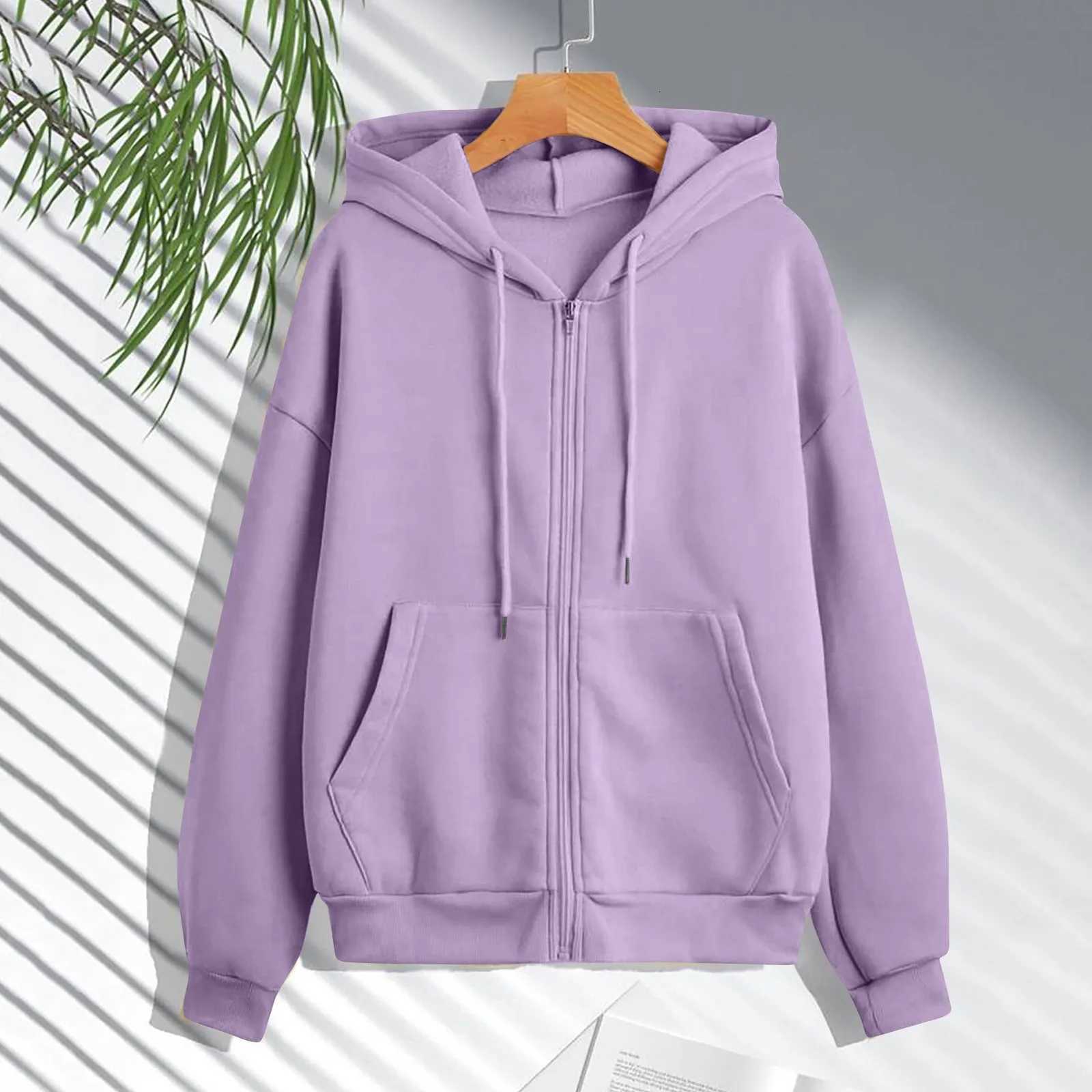 Can PODAutumn Women Sweatshirt Hoodies Spring New Fashion Casual Cardigan Drawstring Sweatshirts Korean Style Solid Zip Up Hoodies H251113