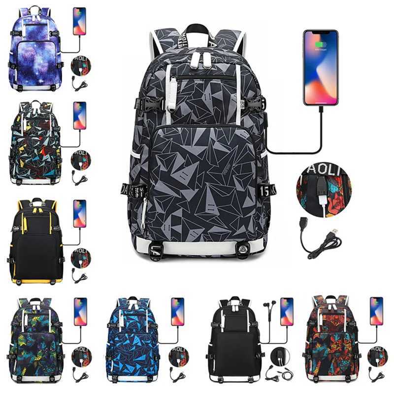 Fashion Teenager School Backpack Women Men Laptop Travel Bag Large Waterproof Multifunction USB Charging Knapsack MochilaW251113