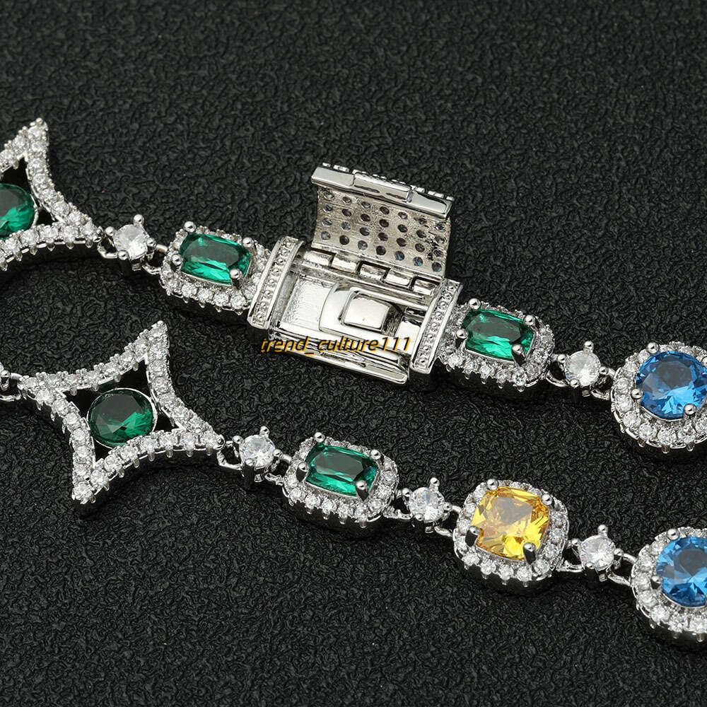 Jewelry, hip-hop, colorful necklace, women's accessories, high-end Moissanite men's bracelet