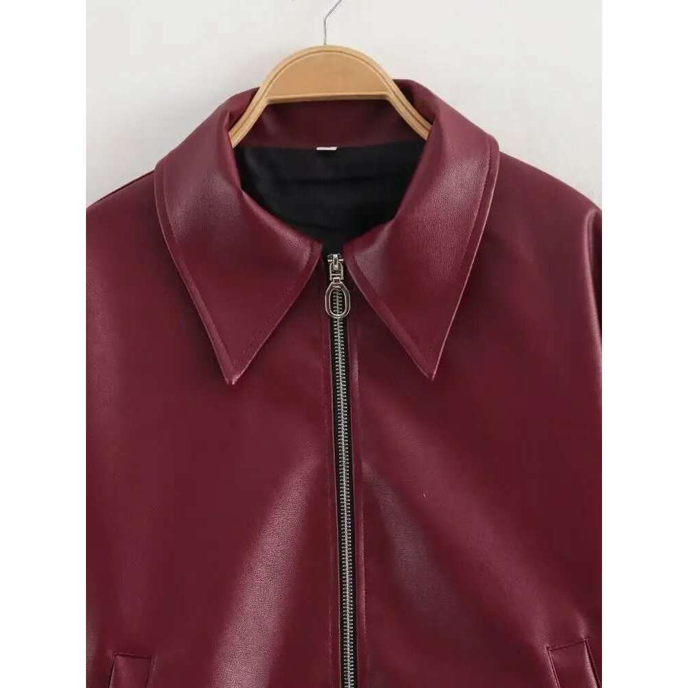 Designer Clothes Suninheart Autumn Winter 2024 Women's Moto Biker Zipper Long Sleeve Faux Leather Jacket Outerwears Causal New In Coats