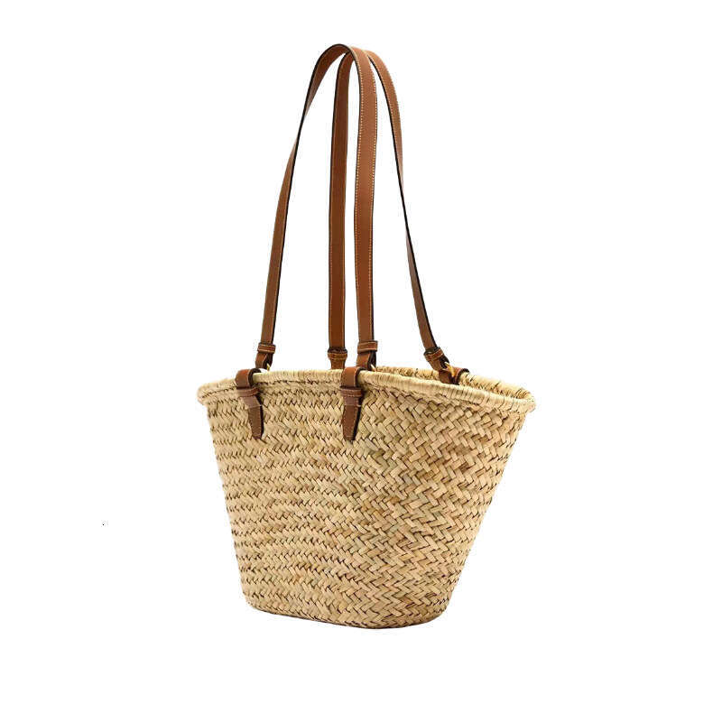 Handmade Beach Bag Simple One Shoulder New Versatile Large Capacity Woven Vacation Style Beach Bag, Natural Grass Women's Bag Kq2