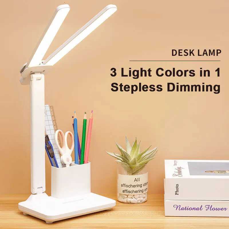 USB Charging LED Stepless Dimming Desk Lamp Multi-function Night Lamp For Bedroom Reading Light White Light M251114