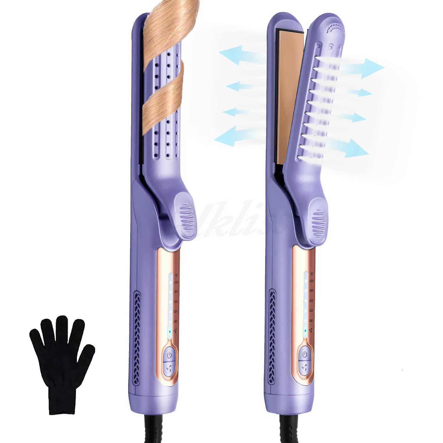 Standard 360 Airflow Styler 2 in 1 Curling Wand Titanium Flat Iron Cool Air Hair Straightener Iron Professional Hair CurlerT251114