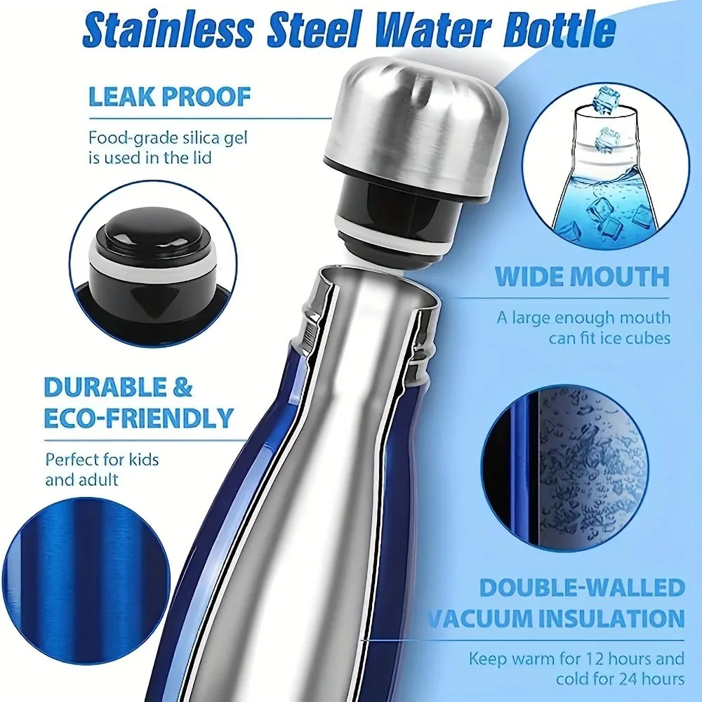 500750ml Stainless Steel Sports Water Cup Kettle Singlelayer Doublewall Thermal Insulation Vacuum Bottle 251107 W260226