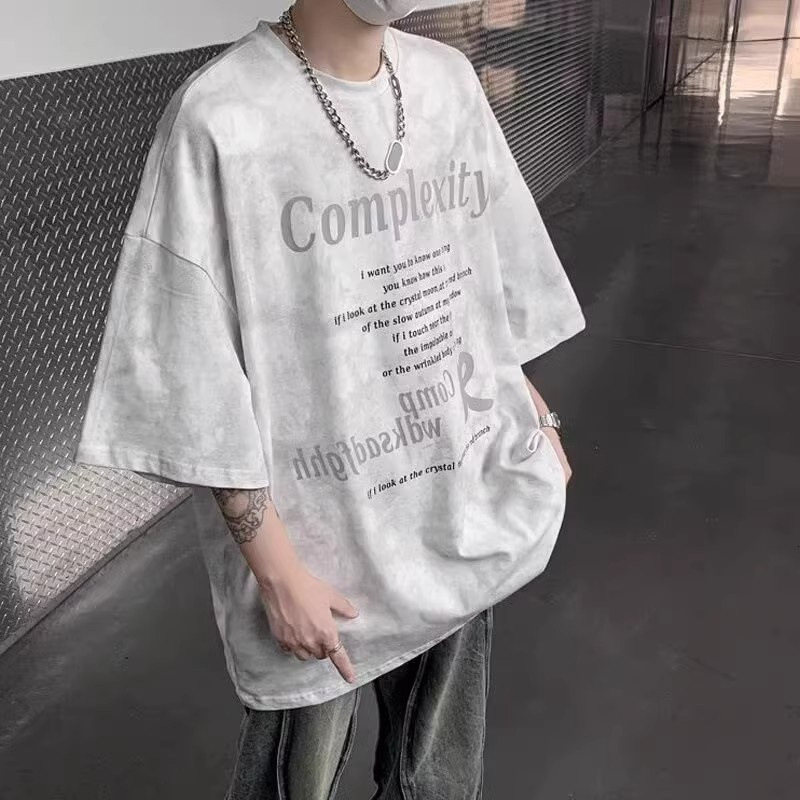 New Short Sleeve T-shirt For Men Summer Designer T-shirt Tie-dye American High Street Five-quarter Sleeve Trendy Hip-hop Half Sleeve Trend