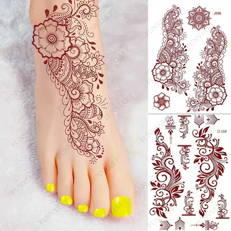 Waterproof Nail Art Tattoo Brown Nail Art Sticker Handmade Fake Tattoo Female Body Art Temporary Nail Art Design Mehndi StickersXJ25414