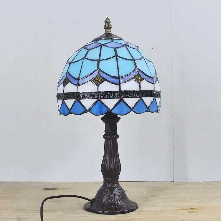 20CM European Style Mediterranean Small Lamp Tiffany Glass Lamps Bedroom Bedside Study Fashion Simple Childrens Lighting M251114