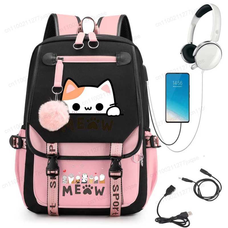 Kawaii Cat Anime Cartoon School Bag New Fashion Backpack Back To School Cute Backpack School Bags for College Student MochilaW251113