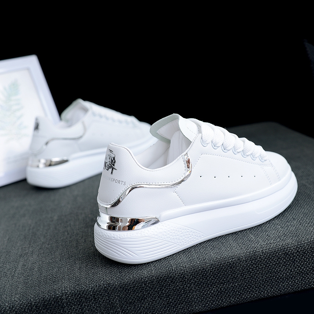 Free shipping summer hollowed-out casual shoes Trend sneakers Men's fashion all-match casual shoes Platform shoes White gold white silver 36-44