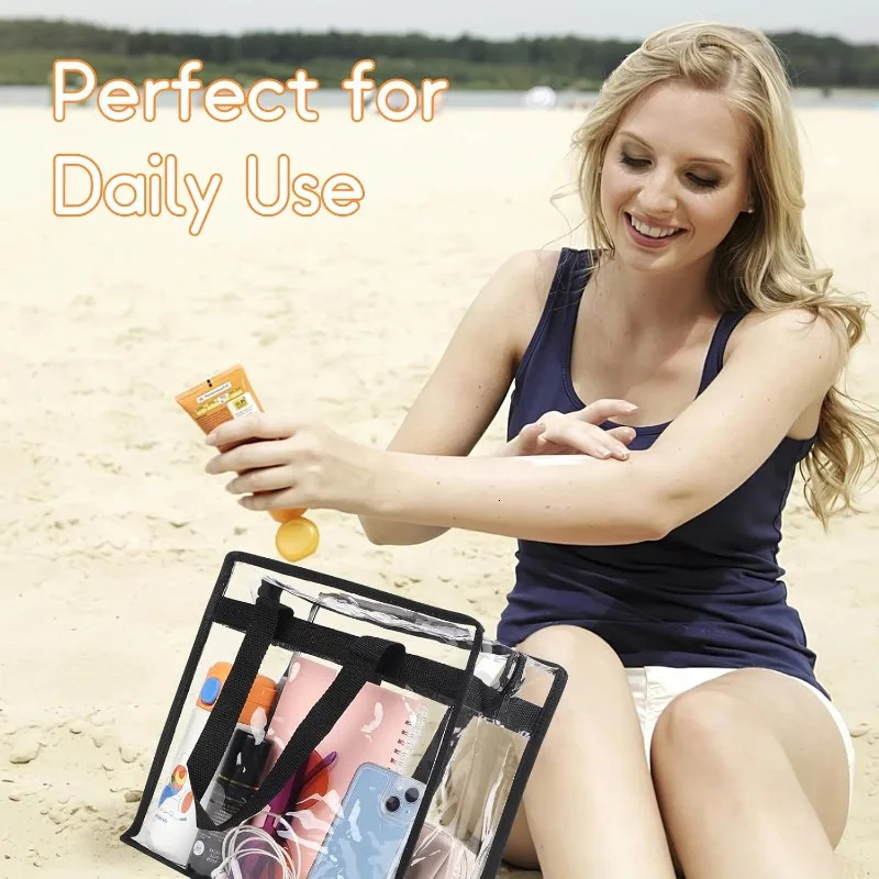 Clear Bag for Stadium Events Approved 12x6x12 Large Transparent Tote Bag with Zipper PVC Clear Bag Stadium Approved 250407