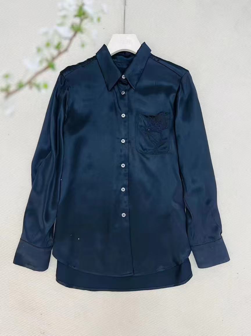 Chic Ladies' Embroidered Artificial Silk Top for Casual Wear