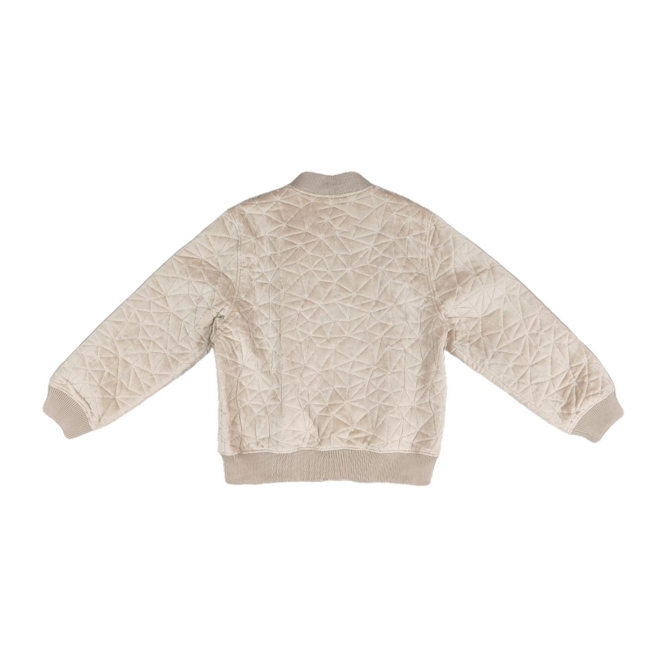 Men's Beige Velvet Baseball Jersey Zipper Jacket Loose Fit with Ribbed collar cuffs and hem for Casual Street Skate Style