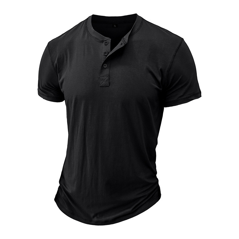 2025 Summer Mens Short sleeved Round Neck T-shirt Mens Henley Shirt Mens T-shirt Top