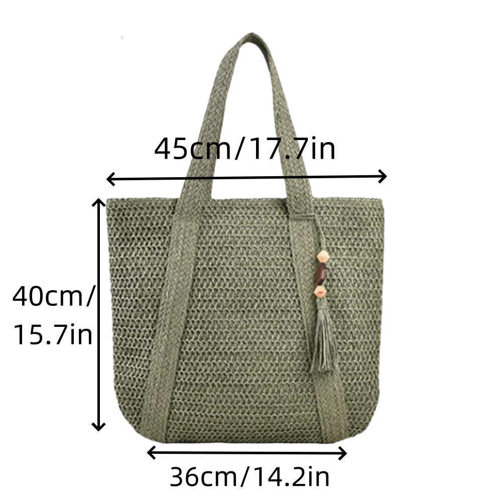 Handmade Beach Bag Summer Versatile Women's Woven Large Capacity Beach Lightweight Straw Hand-Held Shoulder Bag, Tote Bag Kq2