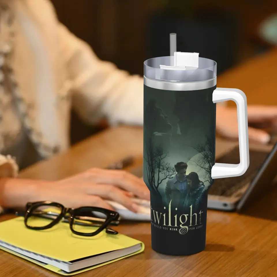 40oz Twilight Vampire Film Vacuum Insulated Tumbler Drama Romance Movie Double Wall Mugs Water Bottle Cup Outdoor Large Capacity C251114