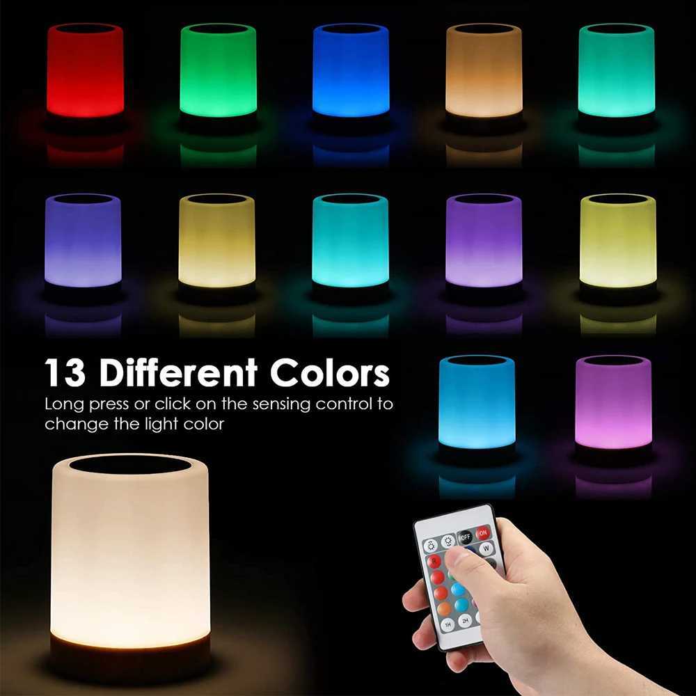 Touch Bedside Light Bedroom Night Light Dimmable Desk Light Remote Control 13 Color Changing Light Timed Shutdown USB Charg M251114
