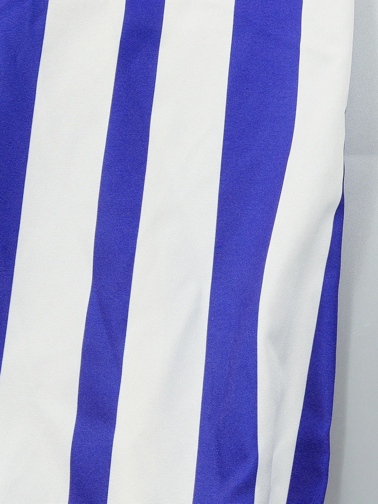 Plus size womens deep Vneck autumn striped long sleeved Tshirt party club tie mini dress blue polyester fiber 250411