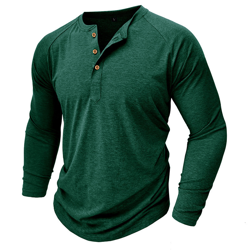 T-shirt 2025 autumn/winter mens round neck long sleeved Henry shirt mens T-shirt