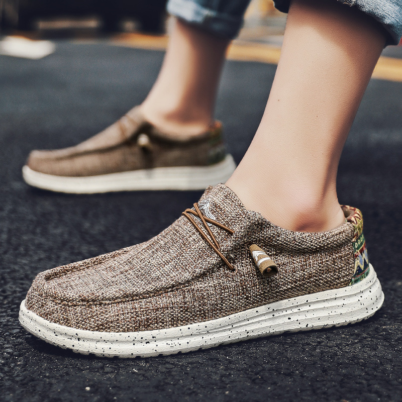 Men Casual Shoes Slip on Canvas Loafers Comfortable Walking Flats for Man Dude Non Slip Soft Moccasins Sneakers Summer 250106