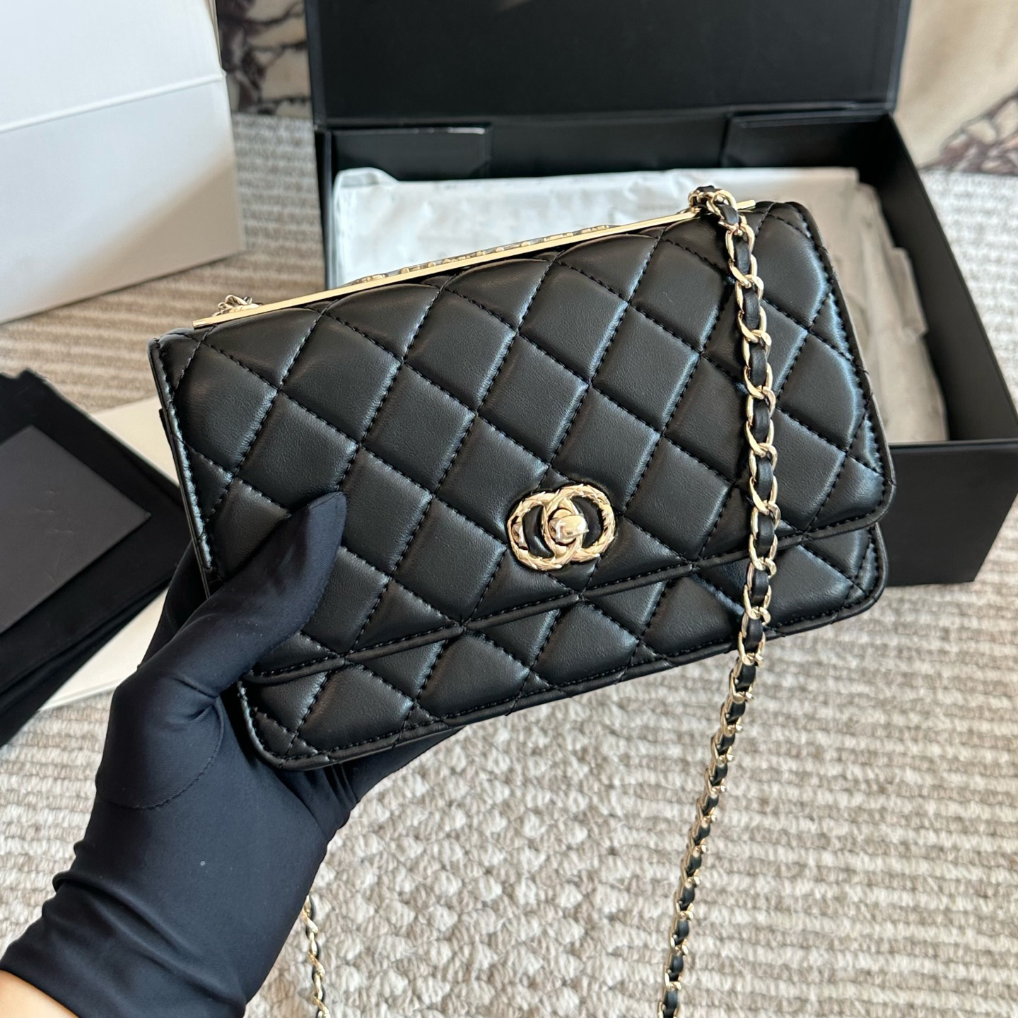 10A designer bag handbag Mirror quality Jumbo Double Flap Bag Trendy WOC Real Leather Caviar Lambskin Classic All Black Purse Quilted Handbag Shoulde With Box