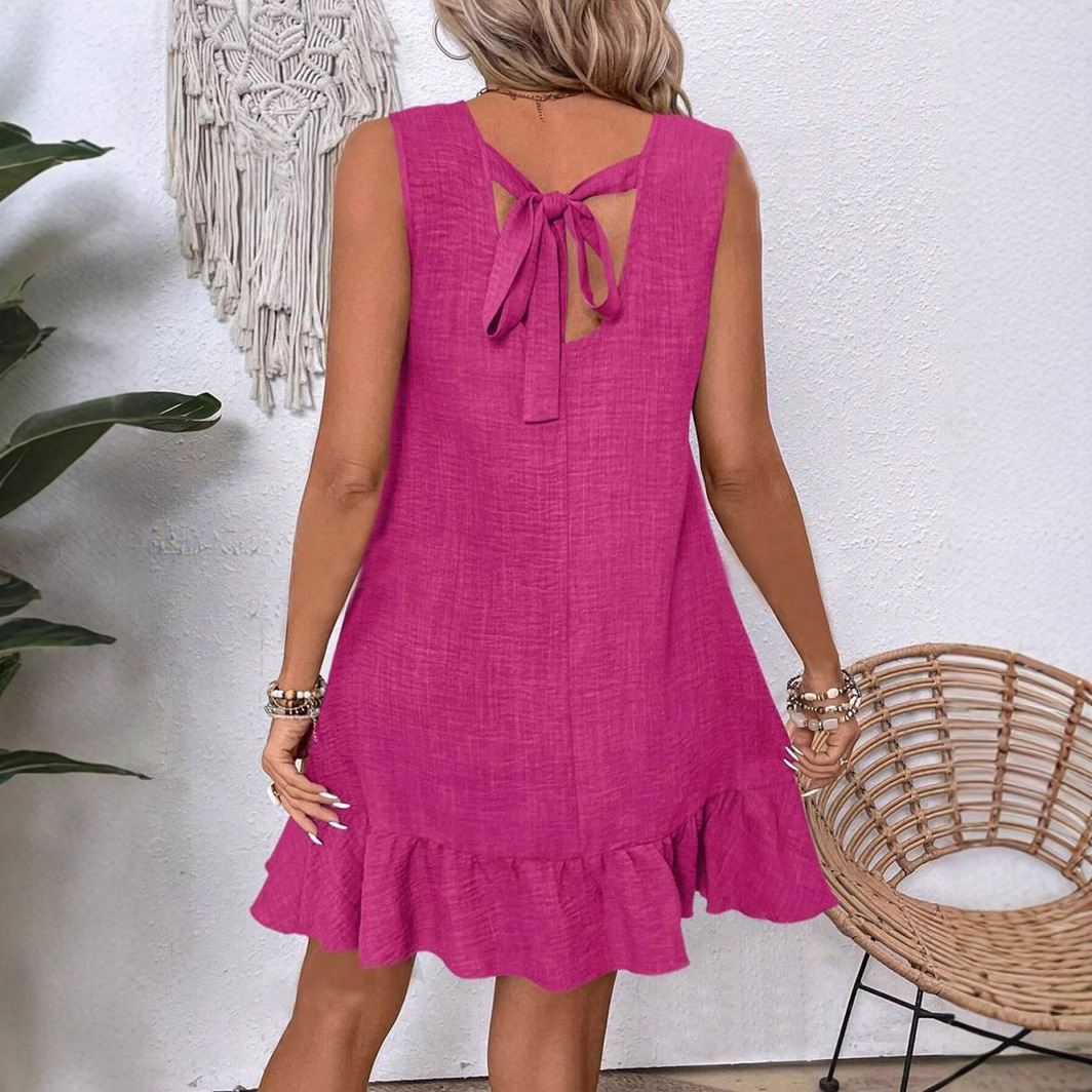 2025 Summer New Women's Vest Skirt with Lotus Leaf Edge Sleeveless Casual Dress