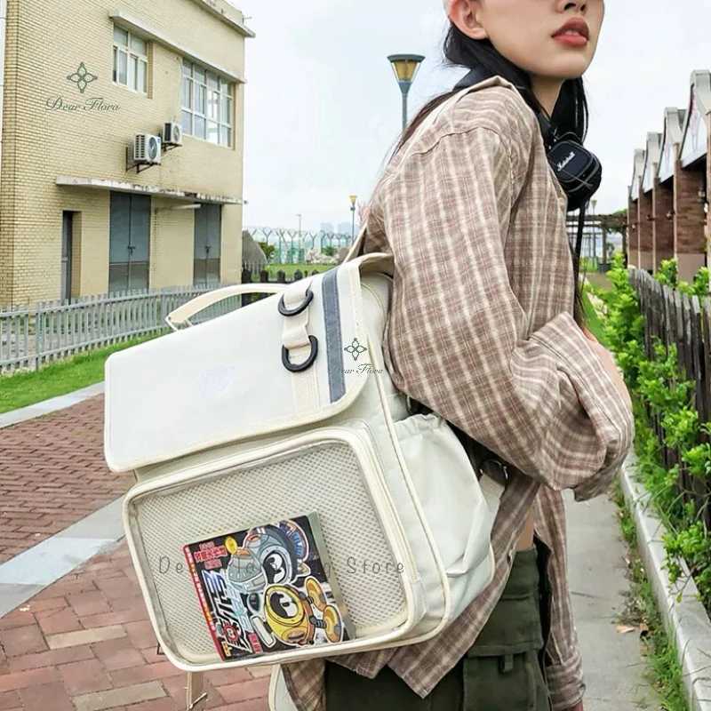 Womens Fashion Ita Backpacks Cute Girl Transparent Large Capacity Crossbody Bag Kawaii Students Individuality DIY Shoulder BagsW251113