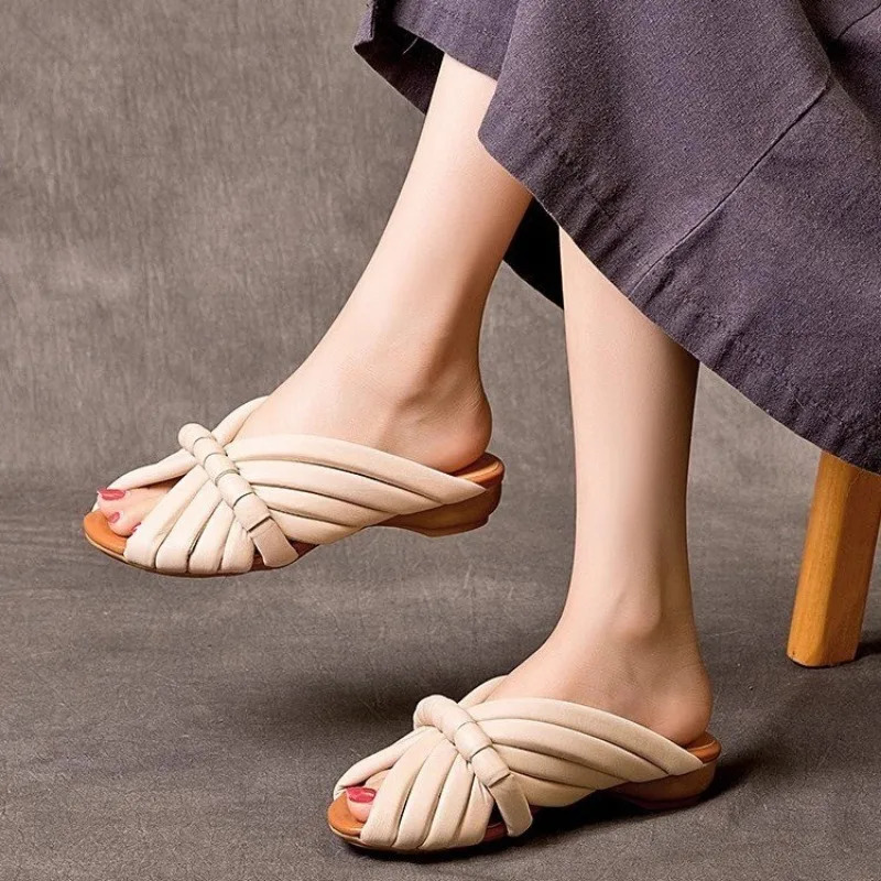 Women Flats Slippers Fashion Casual Shoes Summer 2025 Woman Flip Flops Walking Home Slides Chaussures Femme 250411