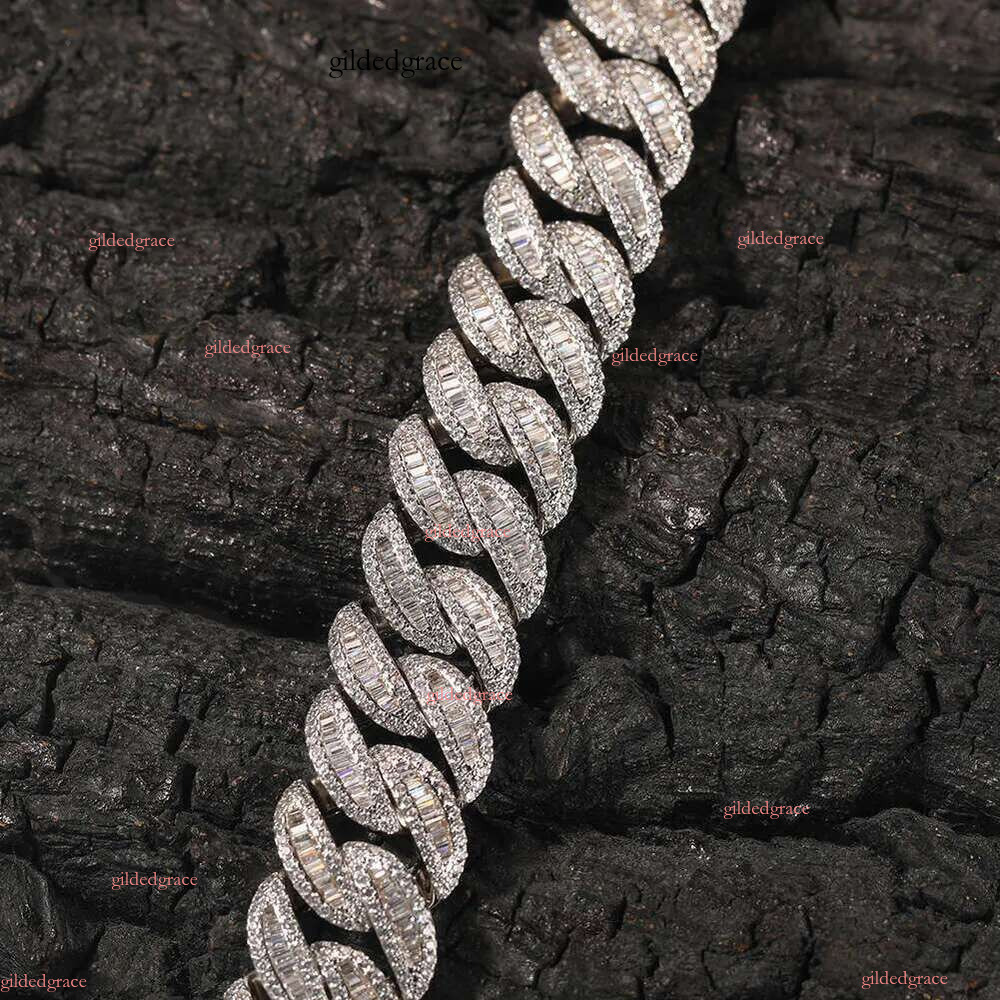 Custom Miami Cuban k Chain 14k Real Gold Plated Iced Out Moissanite Necklace Sier Hip Hop Mossanite Jewelry for Men N13