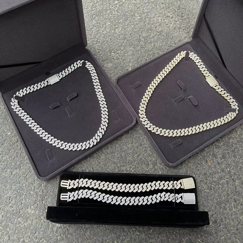 15MM VVS Sterg Sier White Gold Miami k Iced Out Natural Moissanite Cuban