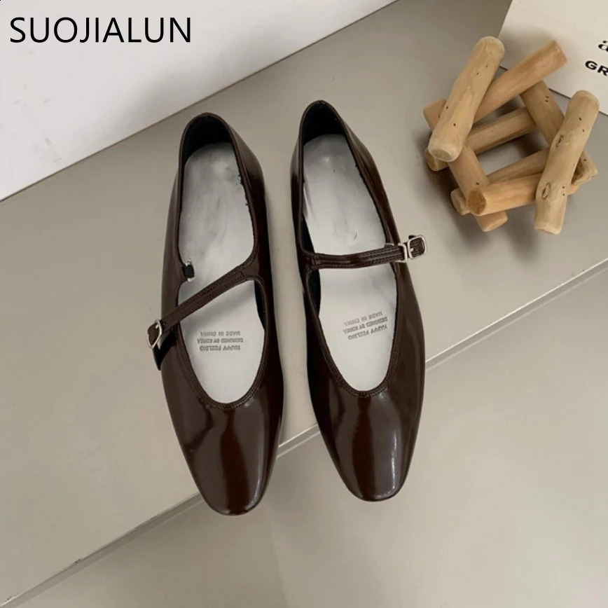 SUOJIALUN Summer Women Flat Shoes Fashion Shallow Ladies Casual Soft Mary Jane Shoes Outdoor Dress Flat Ballet Shoes 250410