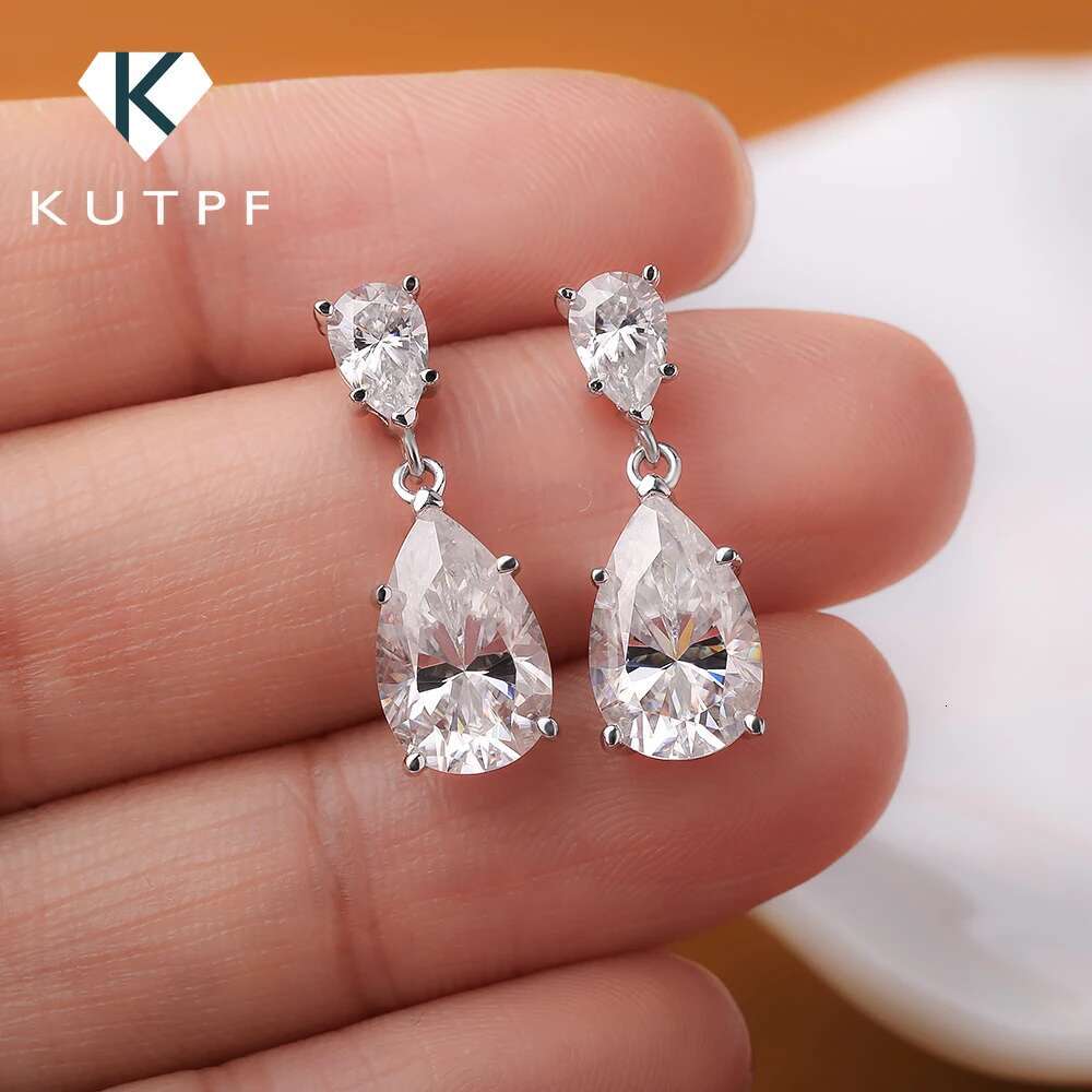 GRA Certified Waterdrop Moissanite Drop Earrings for Women Double Pear Cut Diamond Ear Stud 925 Sterling Silver Fine Jewelry